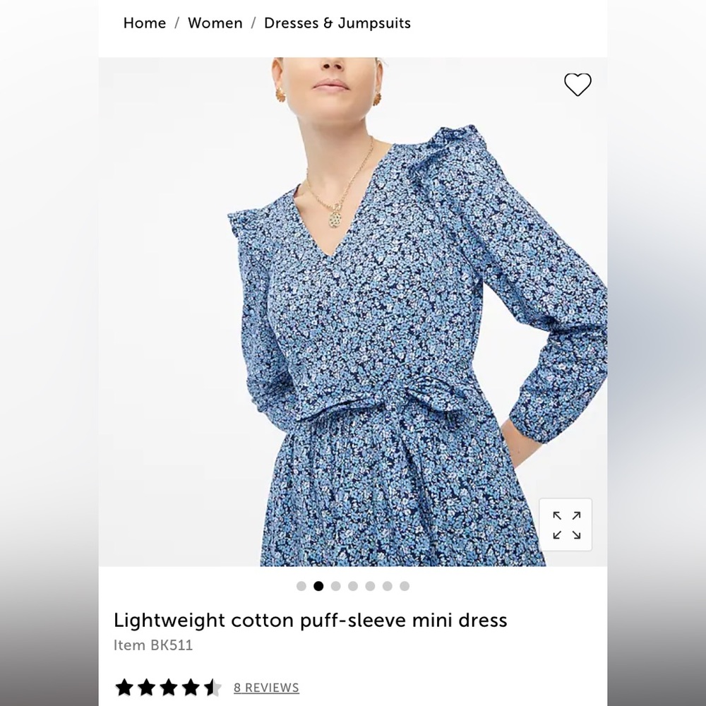 J.Crew Lightweight Cotton Puff Sleeve Mini Dress